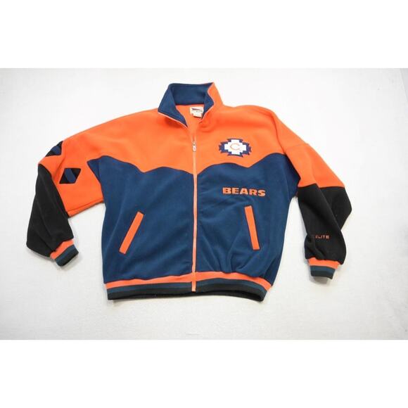 VTG 80's 90's Pro Elite Chicago Bears Full Zip Fleece Jacket Mens Size XL - Picture 5 of 14